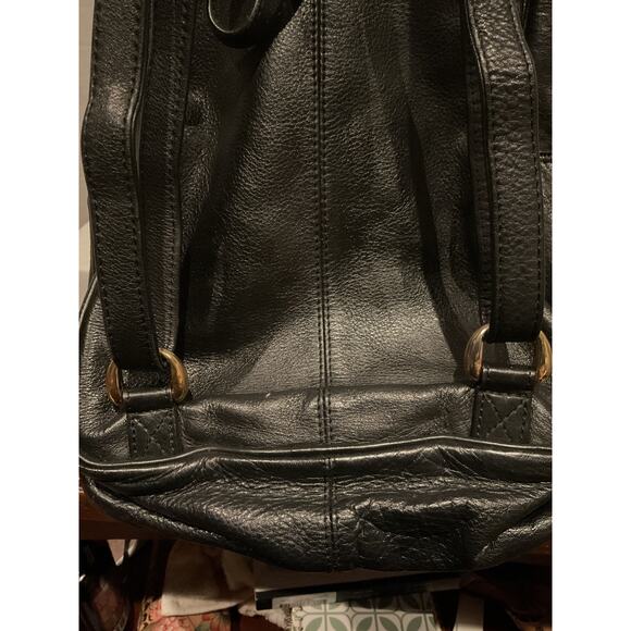 ILI - New York Toronto - Small Black Leather Backpack - Y2K -